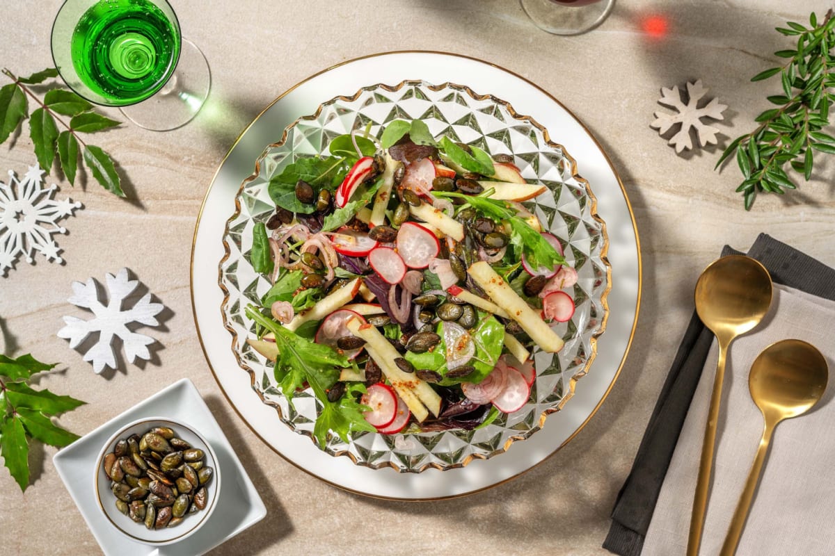 Salade de légumes marinés et graines de citrouille