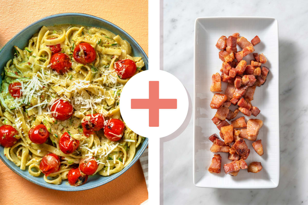 Easy Bacon, Pesto & Cherry Tomato Pasta