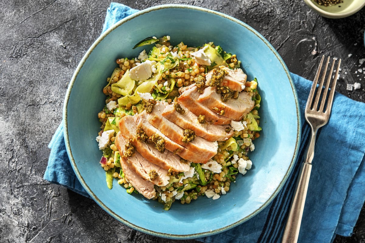 Pesto Chicken with Lemony Couscous