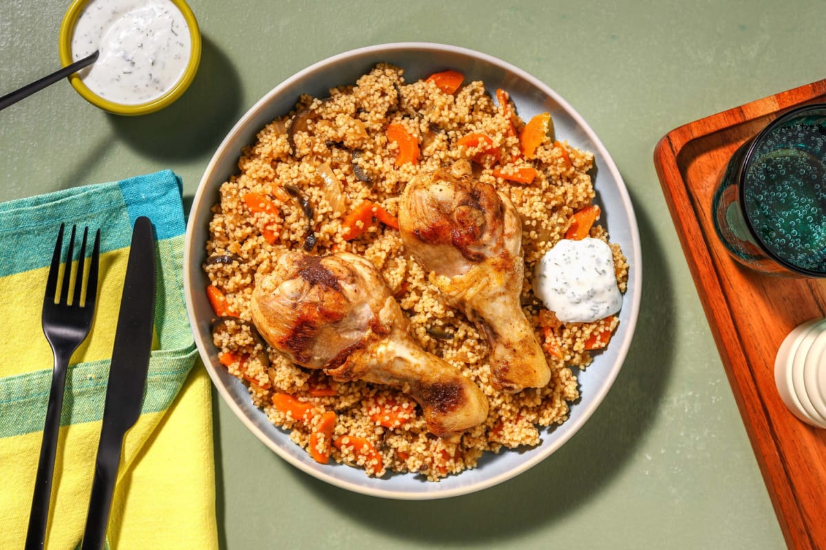 Afrikaans gekruide kipdrumsticks met couscous