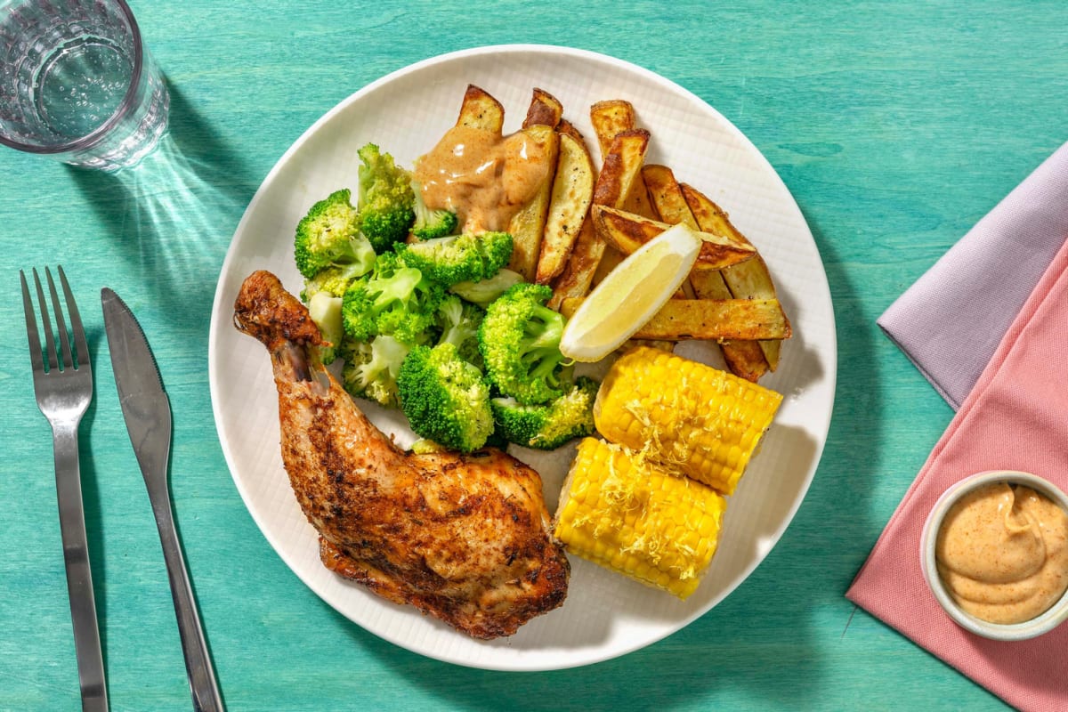 Piri Piri Hähnchenkeule mit Maiskolben Rezept | HelloFresh