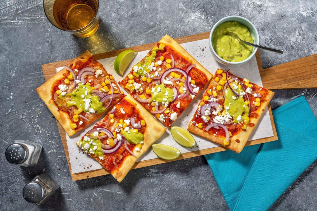 Tex-Mex pizza met avocadodip