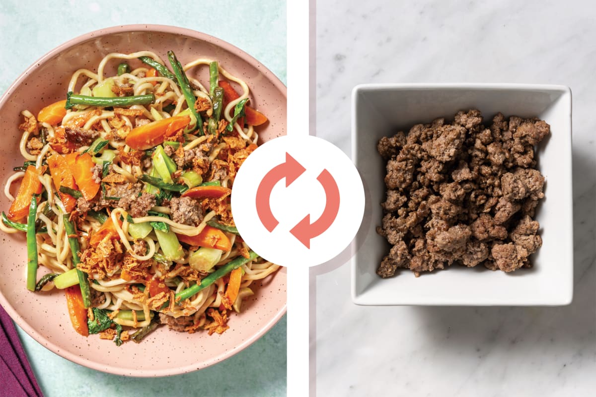 Plant-Based Beef Mince Katsu Curry Noodles