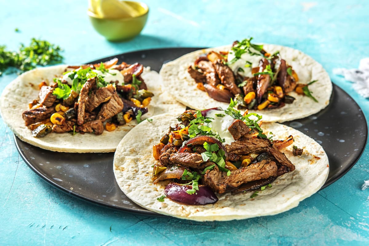 Juicy Beef Tacos with Lime Crema Recipe | HelloFresh