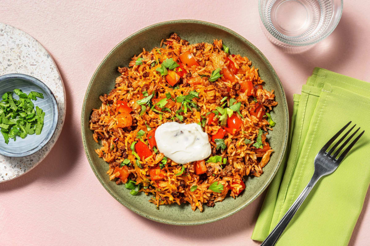 Low-Cal Mexi-Beef Rice Bowl with Tomato Salsa