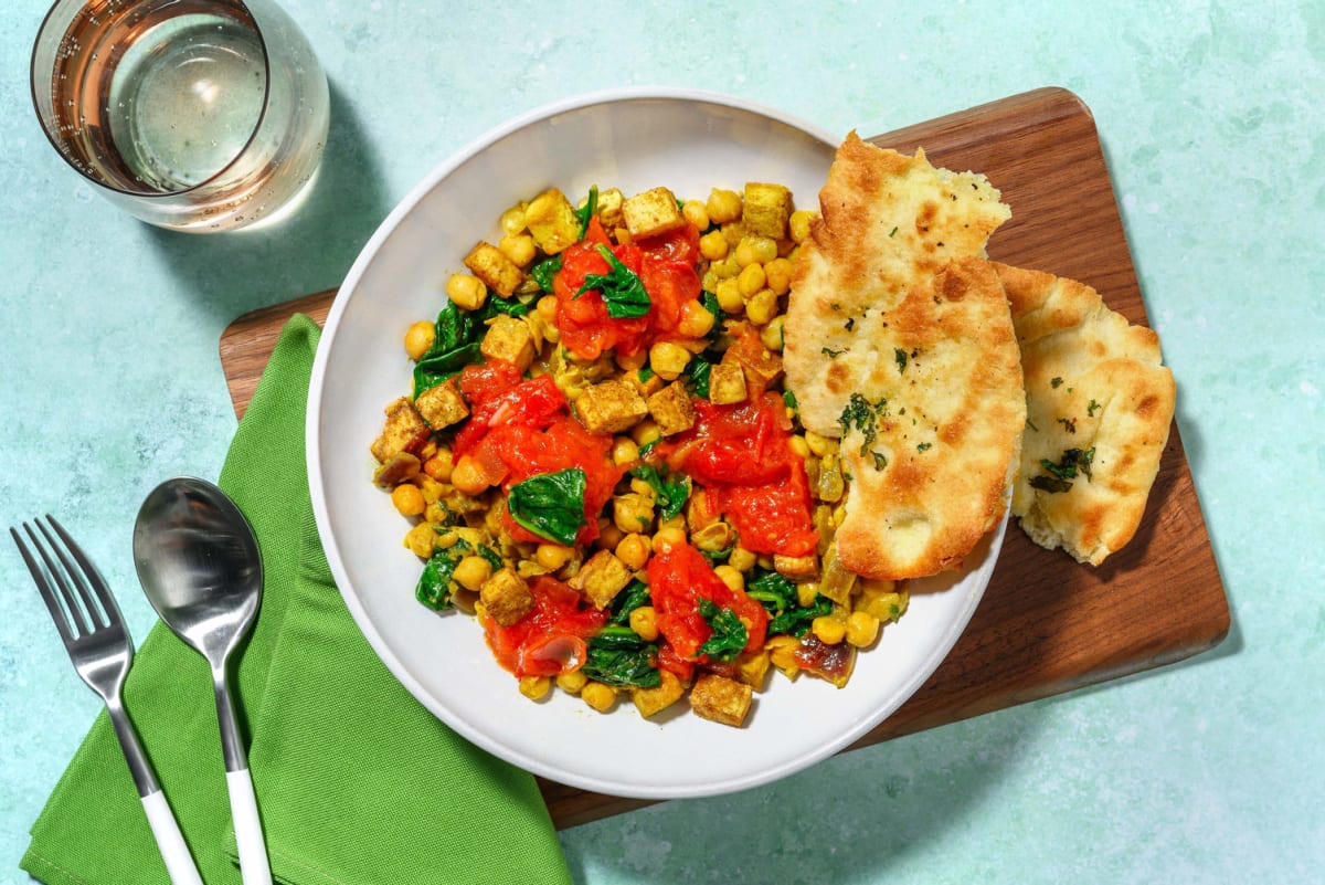 Curry Braised Chickpeas and Tofu