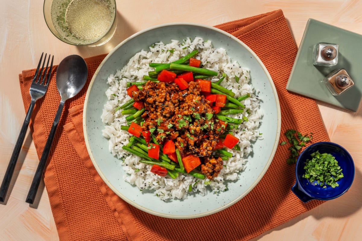 Porc à la sichuanaise et sauté d’haricots verts