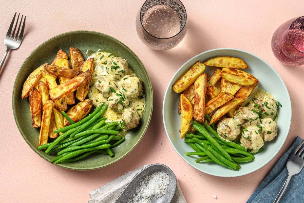 Pork Meatballs in Creamy Chive Sauce