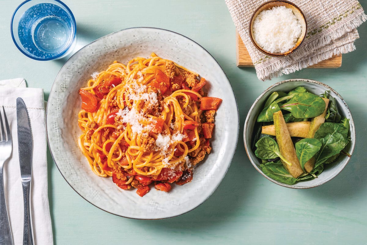 Pork & Sun-Dried Tomato Pesto Spaghetti