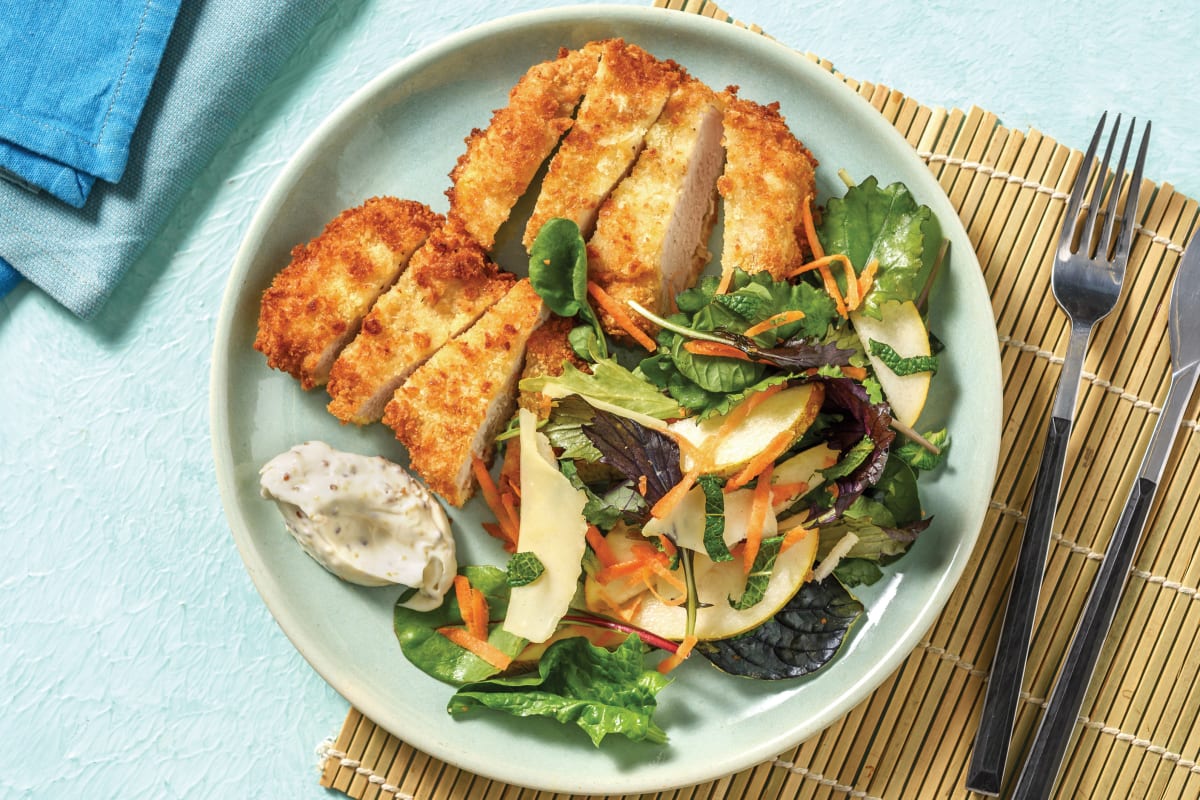 Pork Schnitzel & Pear-Parmesan Salad