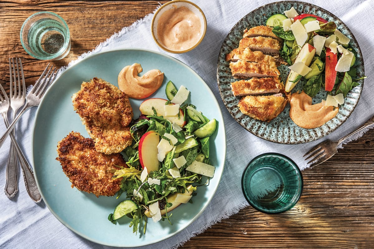 Pork Schnitzel & Apple Parmesan Salad