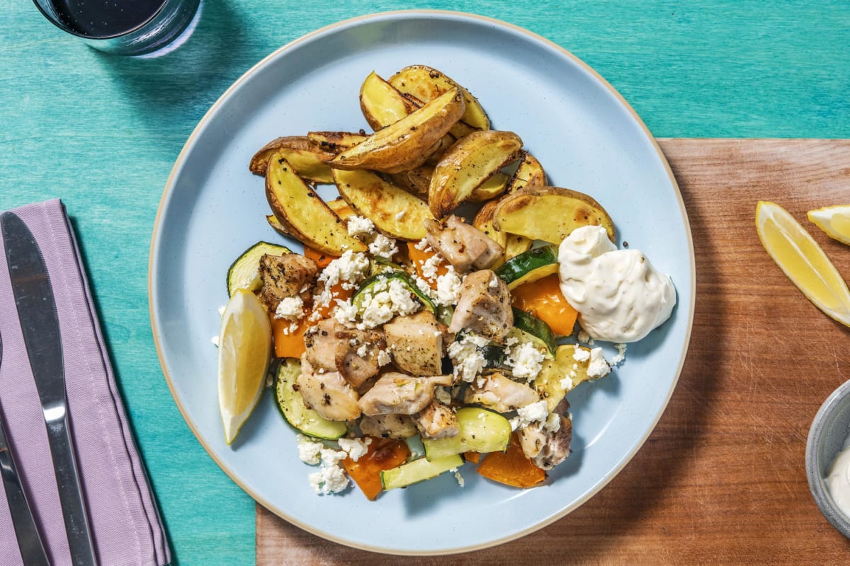 Poulet et pommes de terre à la grecque