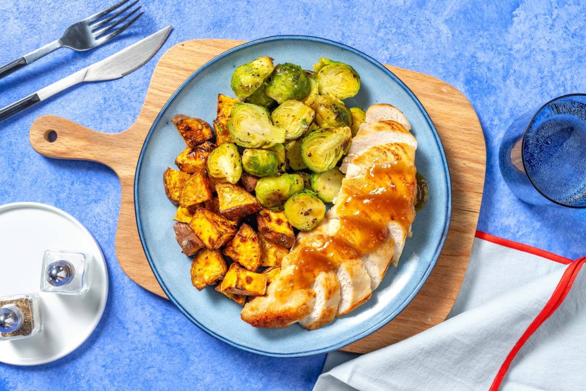 Poulet grillé dans une sauce aux figues