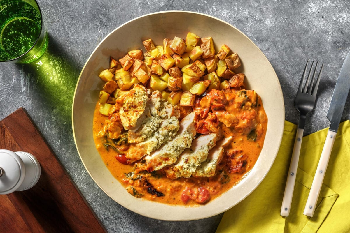 Pouletbrust gefüllt mit Basilikum-Frischkäse