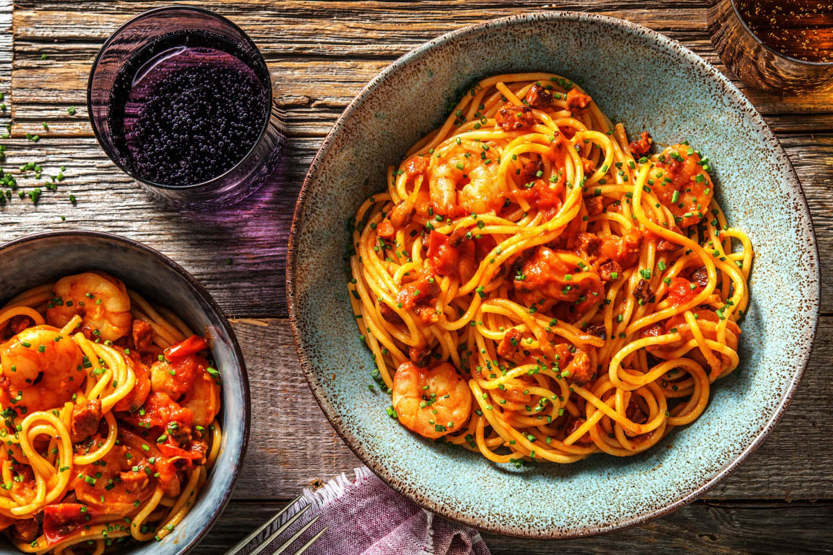 Prawn and Chorizo Spaghetti