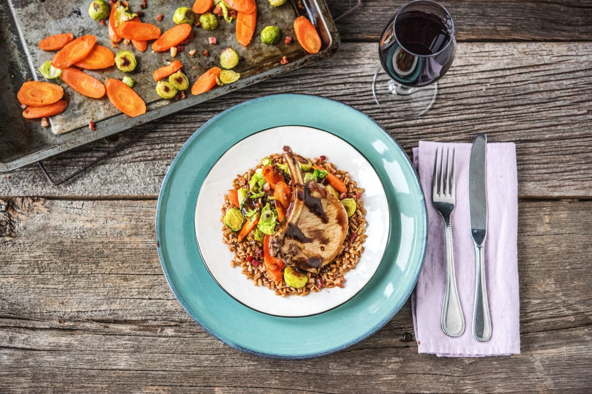 Bone-In Pork Chop Over Farro