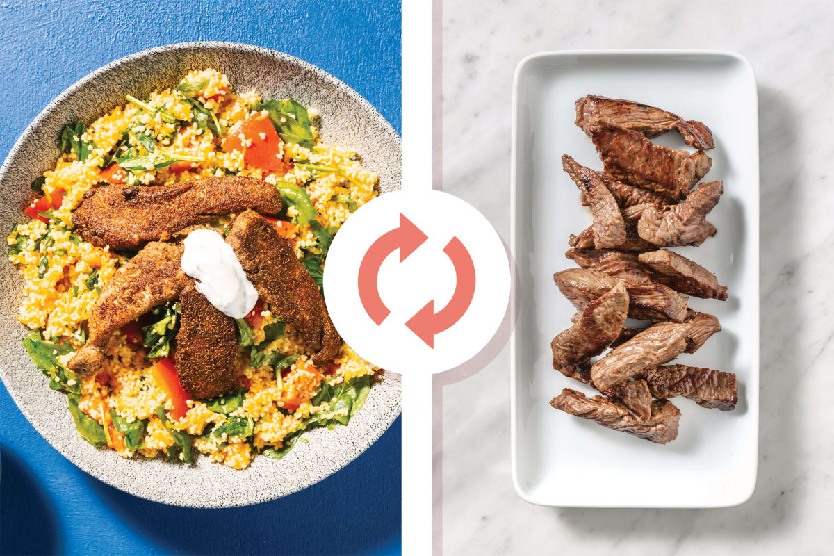 Beef Strips & Carrot Couscous Salad