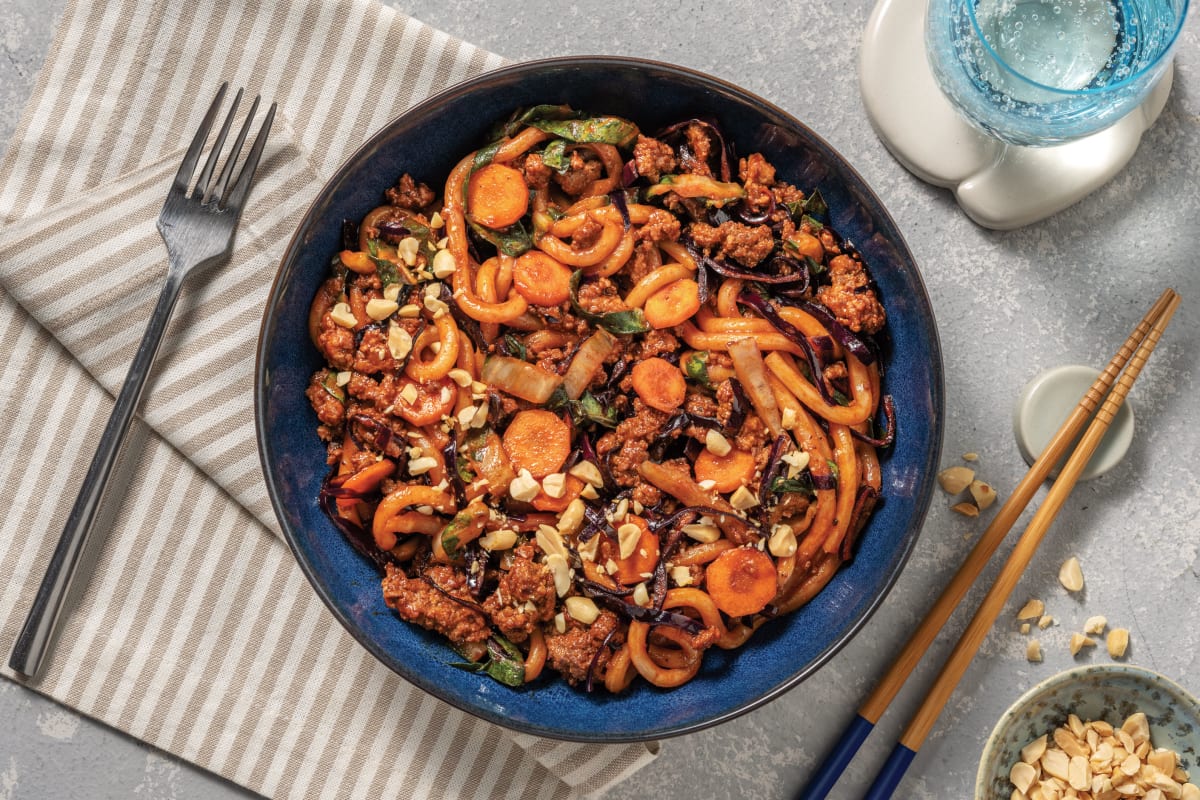 Quick Char Siu Beef & Pork Noodle Stir-Fry