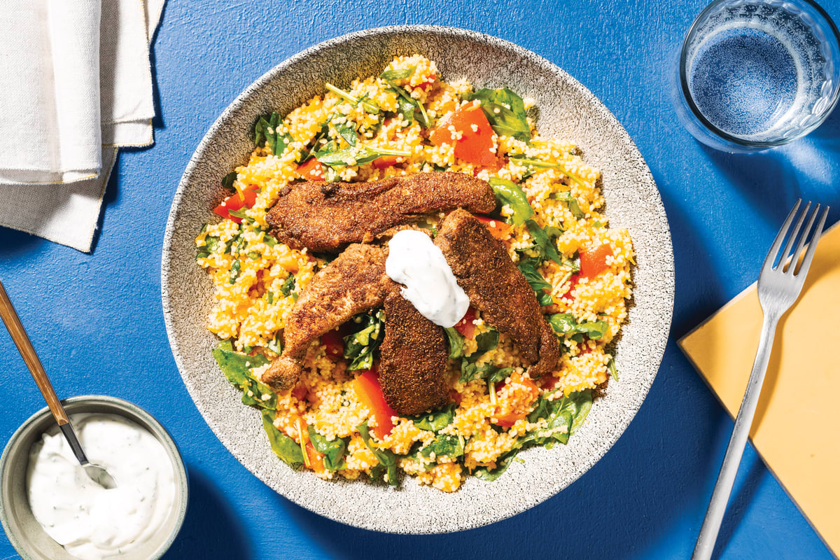 Easy Chicken Strips & Carrot Couscous Salad