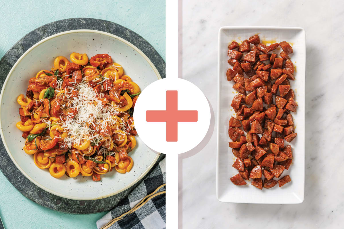 Quick Double Chorizo & Semi-Dried Tomato Pasta