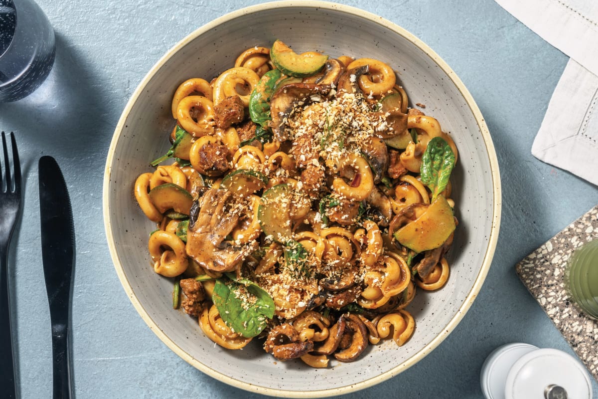 Quick Creamy Chorizo & Mushroom Orecchiette