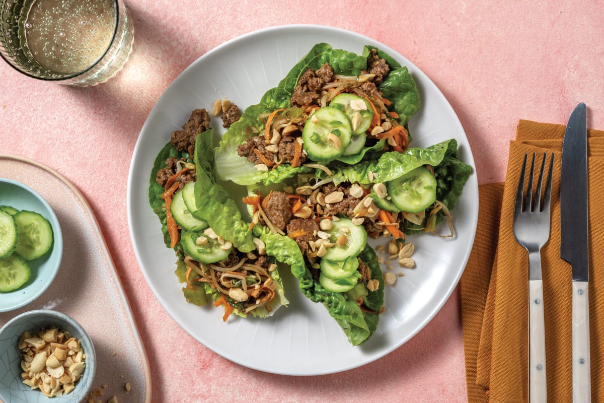 Easy Garlic & Ssamjang Pork Lettuce Cups