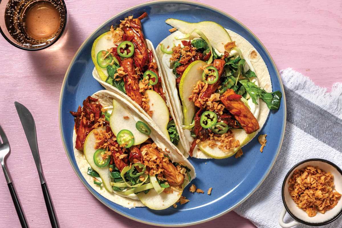 Quick Hoisin Pork & Pear Tacos