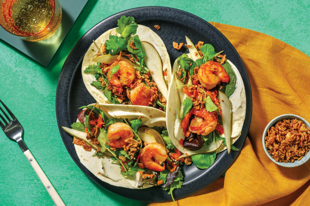 Honey-Soy Prawn Tacos