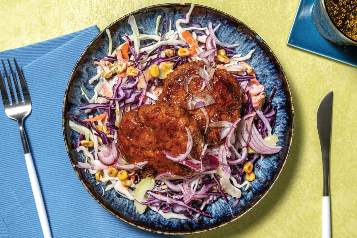 Teriyaki Pork Patties & Celery Slaw