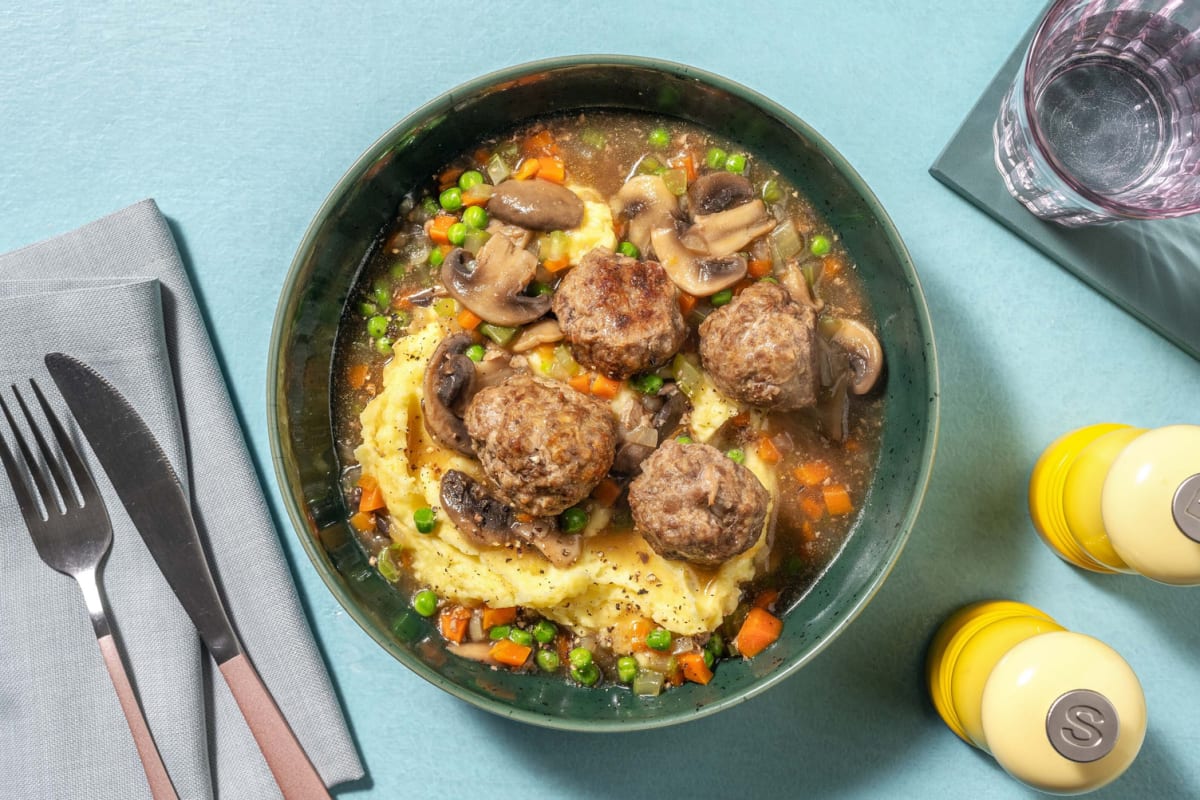 Hearty Meatball and Mushroom Stew