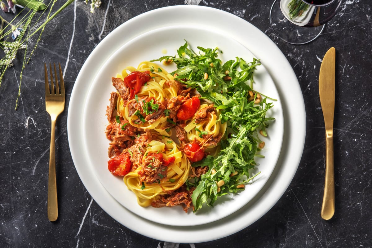 Ragù de canard confit et tagliatelle fraîches