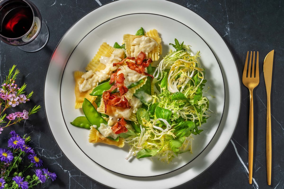 Ravioli frais en sauce au fenouil & fromage de chèvre