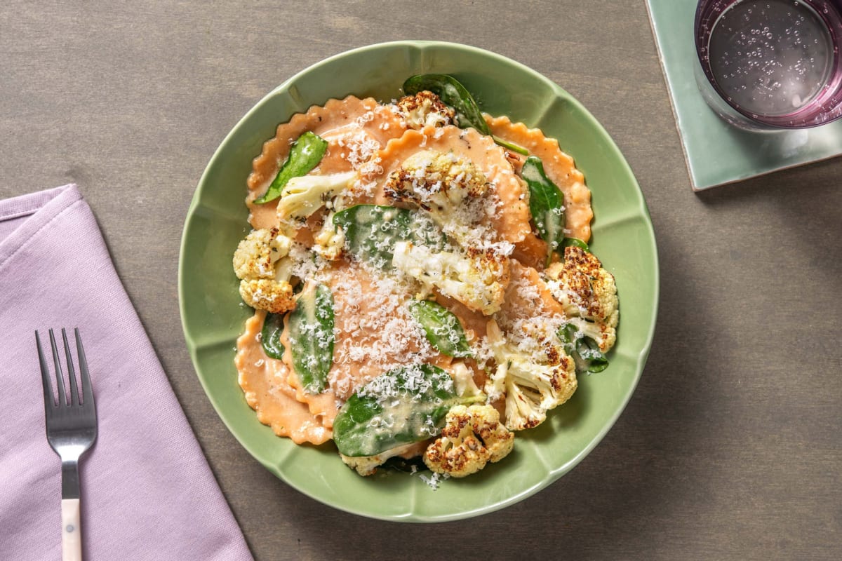 Squash Ravioli and Roasted Cauliflower