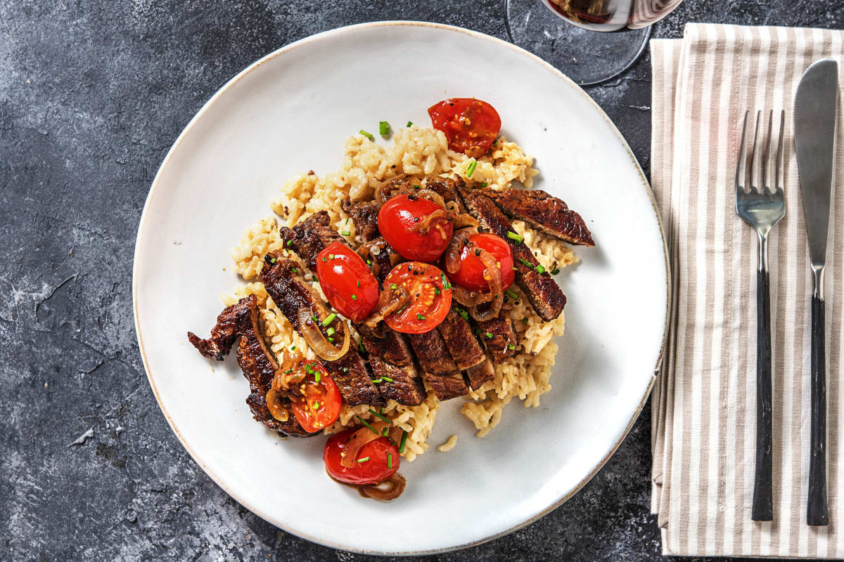 20 oz Rib-Eye Steaks Over Risotto