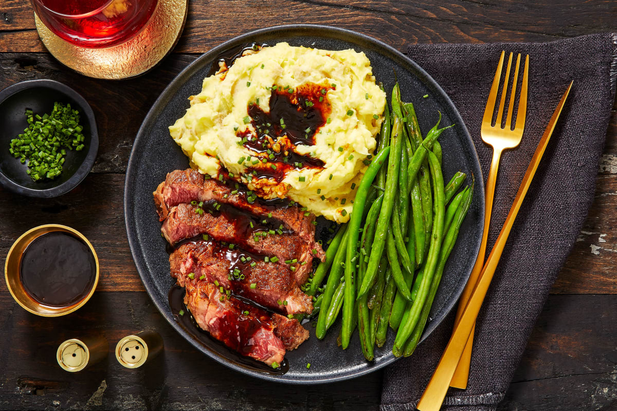 Ribeye and Roasted Garlic Pan Sauce