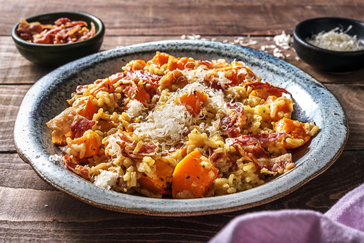 Risotto à la courge musquée et au bacon