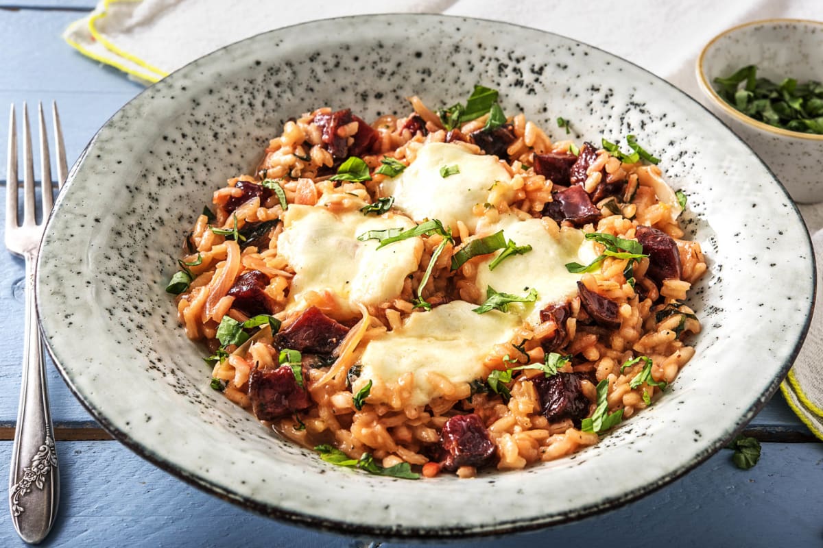 Risotto au basilic et à la betterave