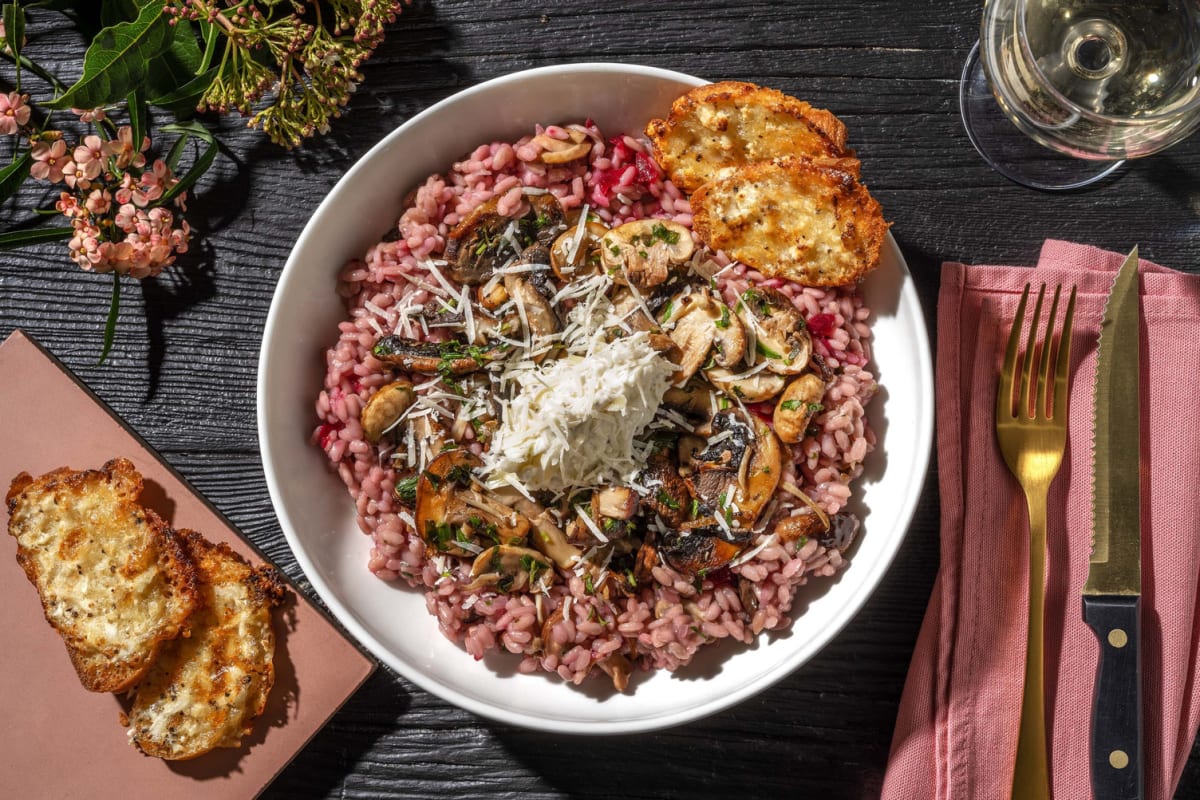 Risotto au vin rouge et champignons