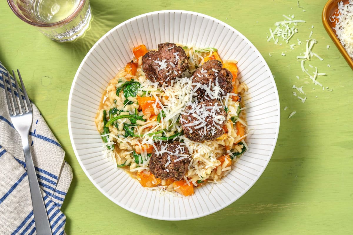 Winter Risotto and Beef Meatballs