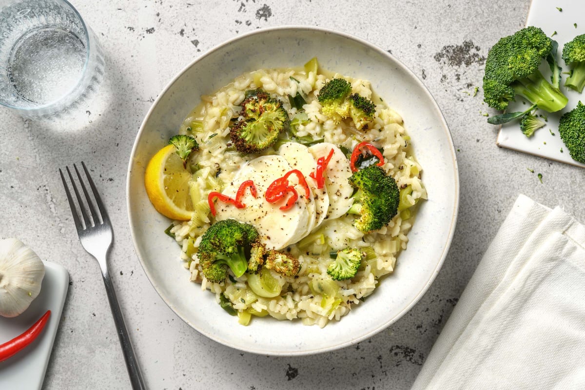 Risotto met buffelmozzarella en broccoli