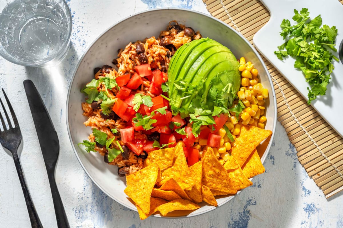 Riz à la mexicaine et chips de tortillas