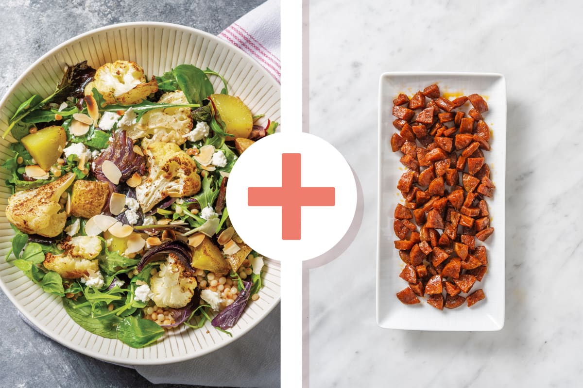 Roast Cauliflower, Chorizo & Goat Cheese Salad