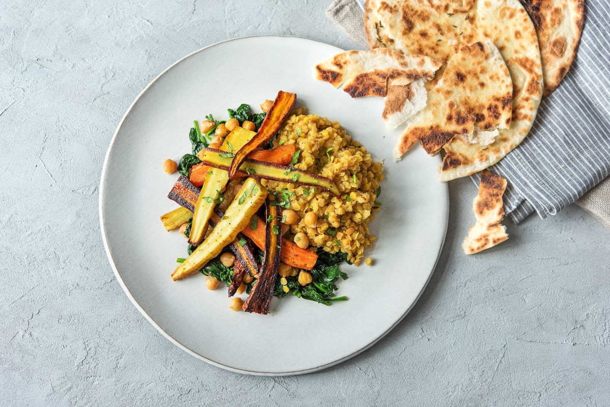 Roasted Chantenay Carrots with Lentil Dahl