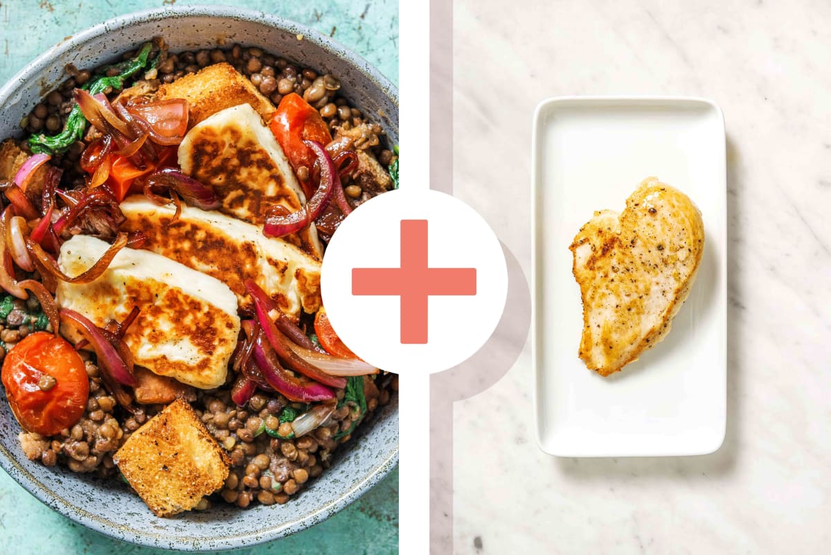 Roasted Chicken Breast and Pan-Fried Halloumi