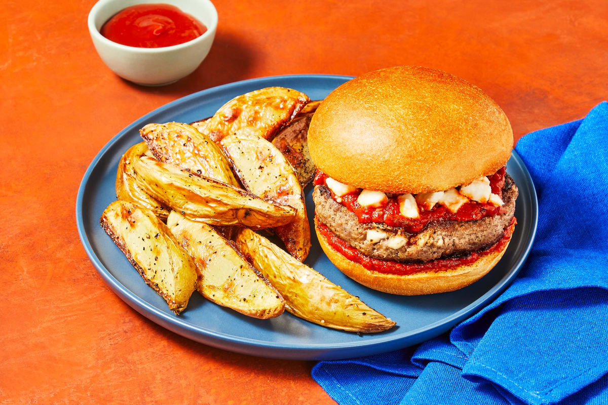 Roasted Red Pepper & Feta Burgers