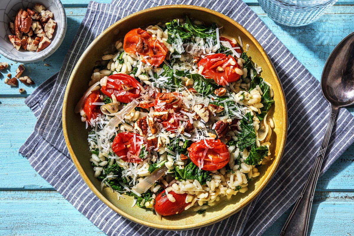 Risotto aux tomates rôties et au chou kale