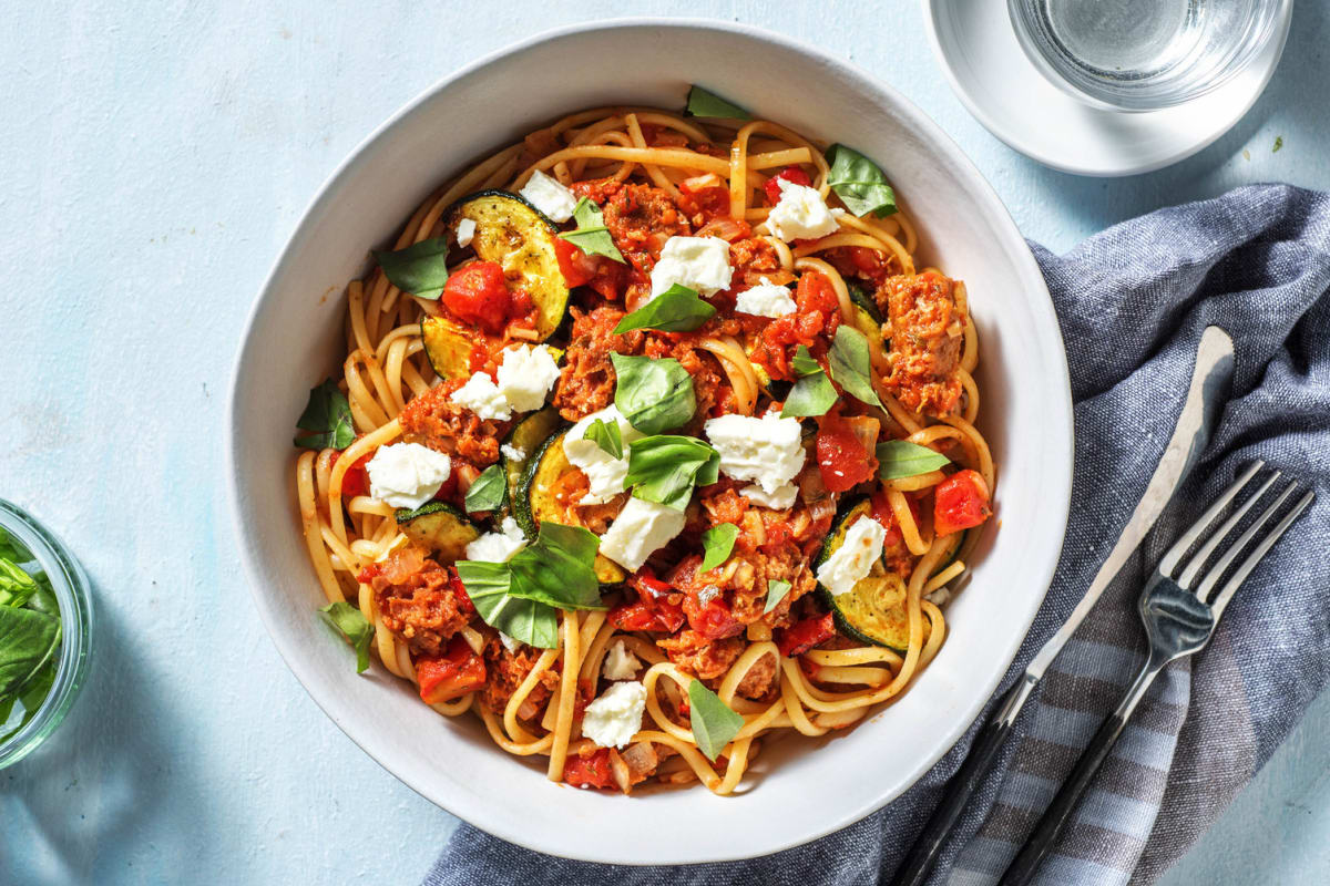 Linguines aux légumes rôtis