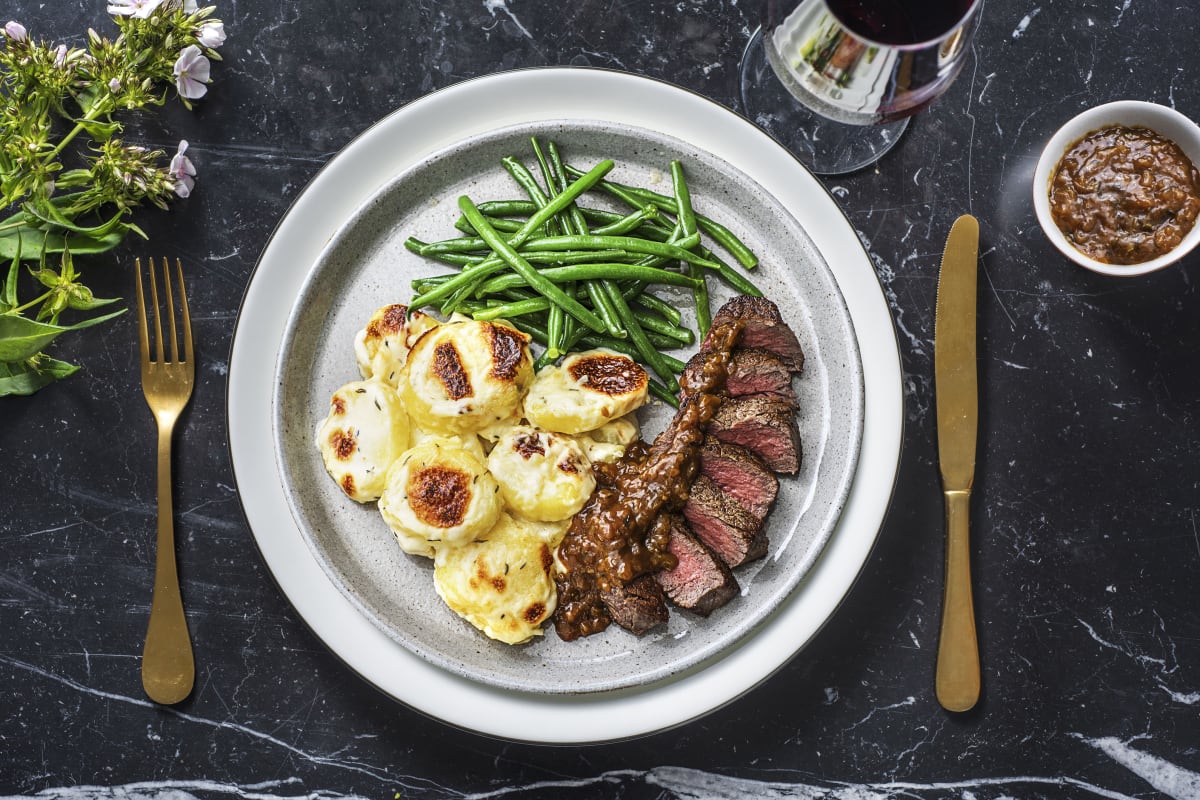 Rumsteak, sauce à l'échalote et au thym