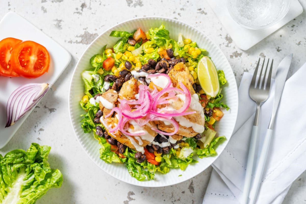 Salade à la mexicaine et cuisse de poulet