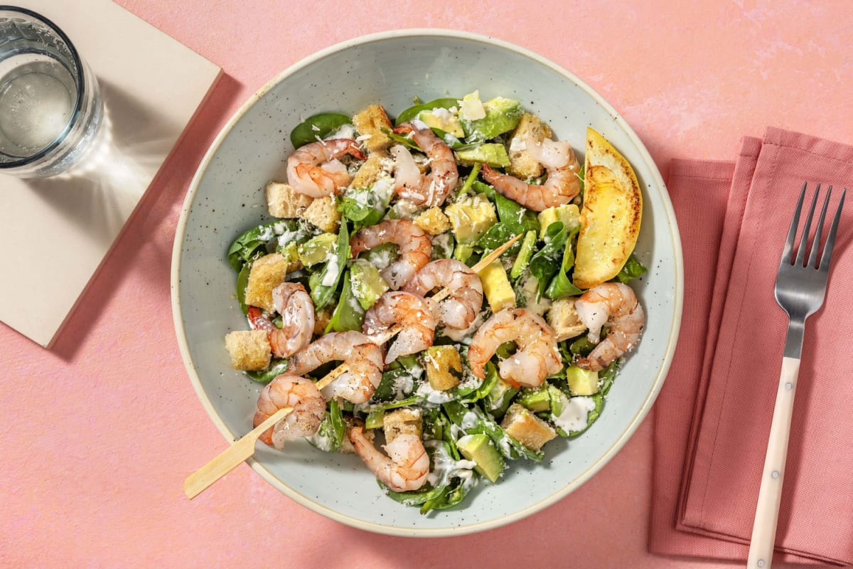 Grilled Lemon-Pepper Shrimp Caesar Salad